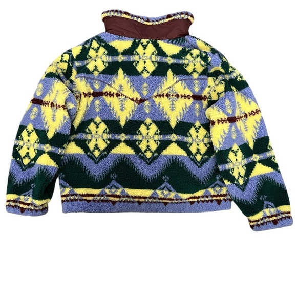 Wrangler Multi Colored Tribal Boho Southern Western Sherpa Fleece Zip Jacket NWT - Picture 14 of 16